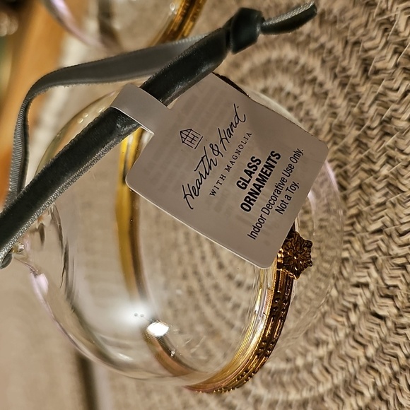 New Set Of 2 Hearth And Hand Elegant Hinged Glass Ornament - Picture 4 of 8